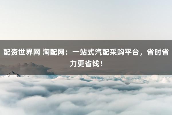 配资世界网 淘配网:一站式汽配采购平台,省时省力更省钱!