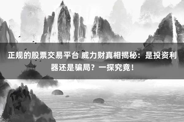 正规的股票交易平台 威力财真相揭秘：是投资利器还是骗局？一探究竟！