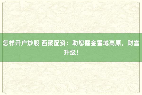 怎样开户炒股 西藏配资:助您掘金雪域高原,财富升级!