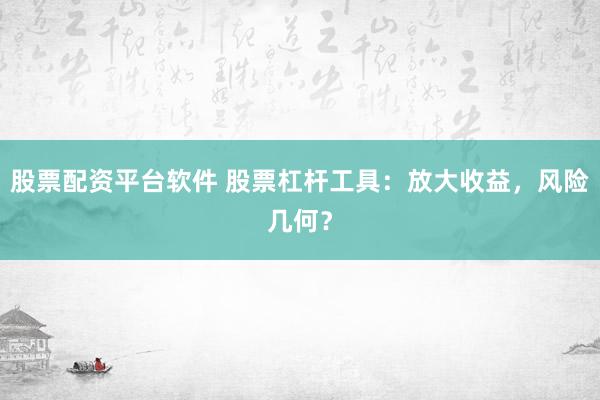 股票配资平台软件 股票杠杆工具:放大收益,风险几何?