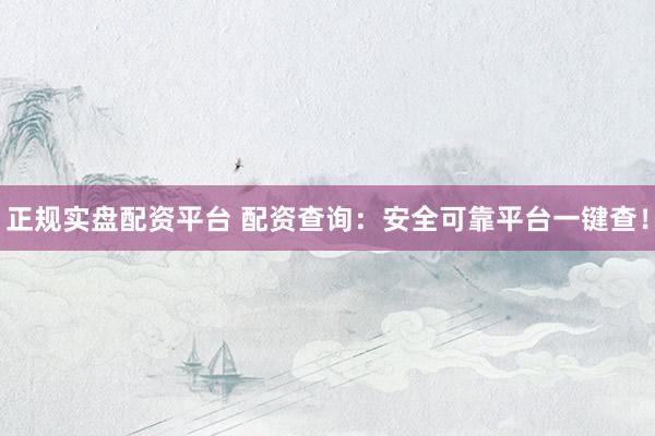 正规实盘配资平台 配资查询:安全可靠平台一键查!