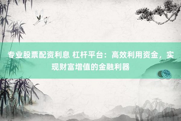 专业股票配资利息 杠杆平台:高效利用资金,实现财富增值的金融利器
