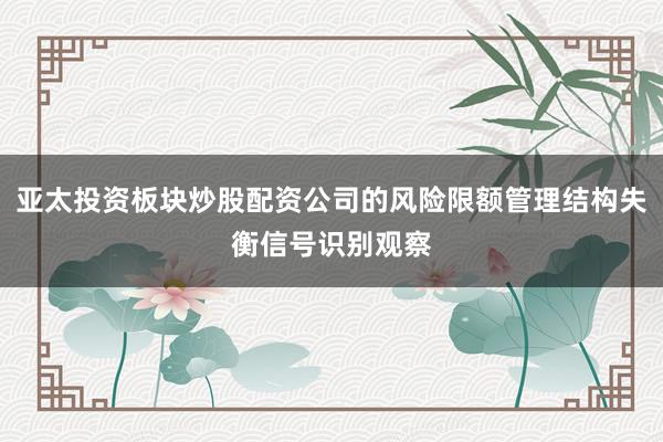 亚太投资板块炒股配资公司的风险限额管理结构失衡信号识别观察