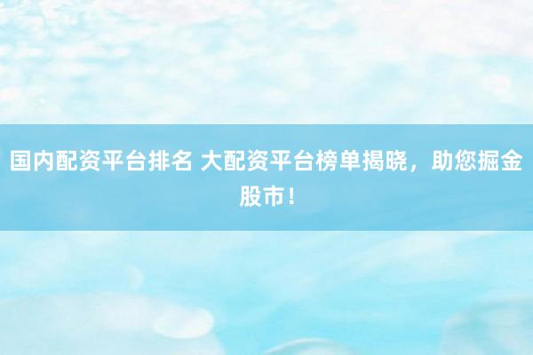 国内配资平台排名 大配资平台榜单揭晓，助您掘金股市！