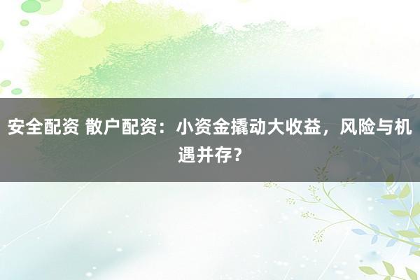 安全配资 散户配资:小资金撬动大收益,风险与机遇并存?