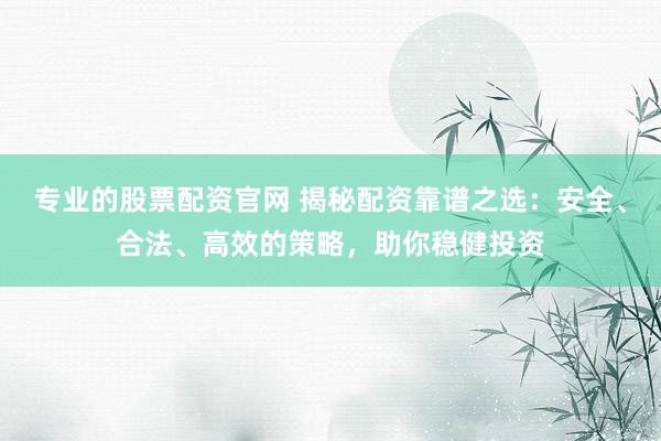 专业的股票配资官网 揭秘配资靠谱之选：安全、合法、高效的策略，助你稳健投资