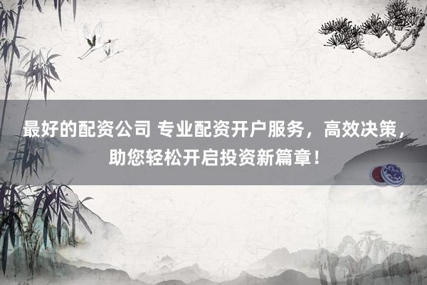 最好的配资公司 专业配资开户服务，高效决策，助您轻松开启投资新篇章！