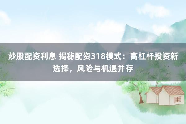 炒股配资利息 揭秘配资318模式：高杠杆投资新选择，风险与机遇并存