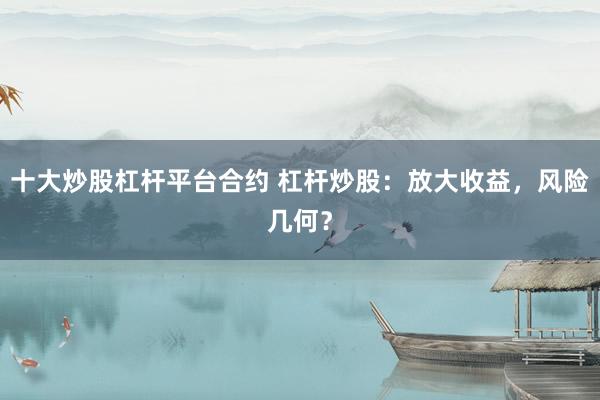 十大炒股杠杆平台合约 杠杆炒股：放大收益，风险几何？