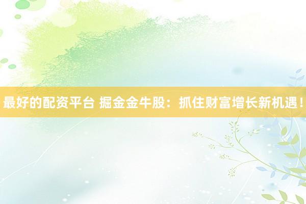 最好的配资平台 掘金金牛股：抓住财富增长新机遇！